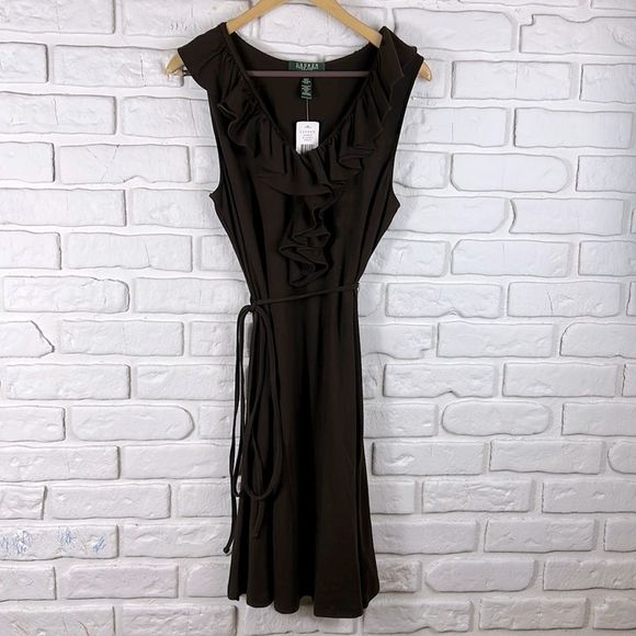 Lauren Ralph Lauren ruffle midi dress size petite large. Worn one. - Picture 1 of 12
